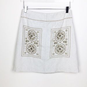 Anthropology Floreat Embellished Embroidered Skirt